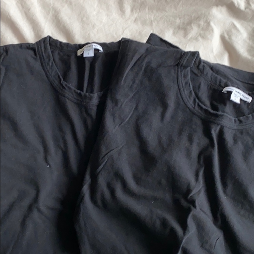 2 James Perse black crew neck t-shirts, black